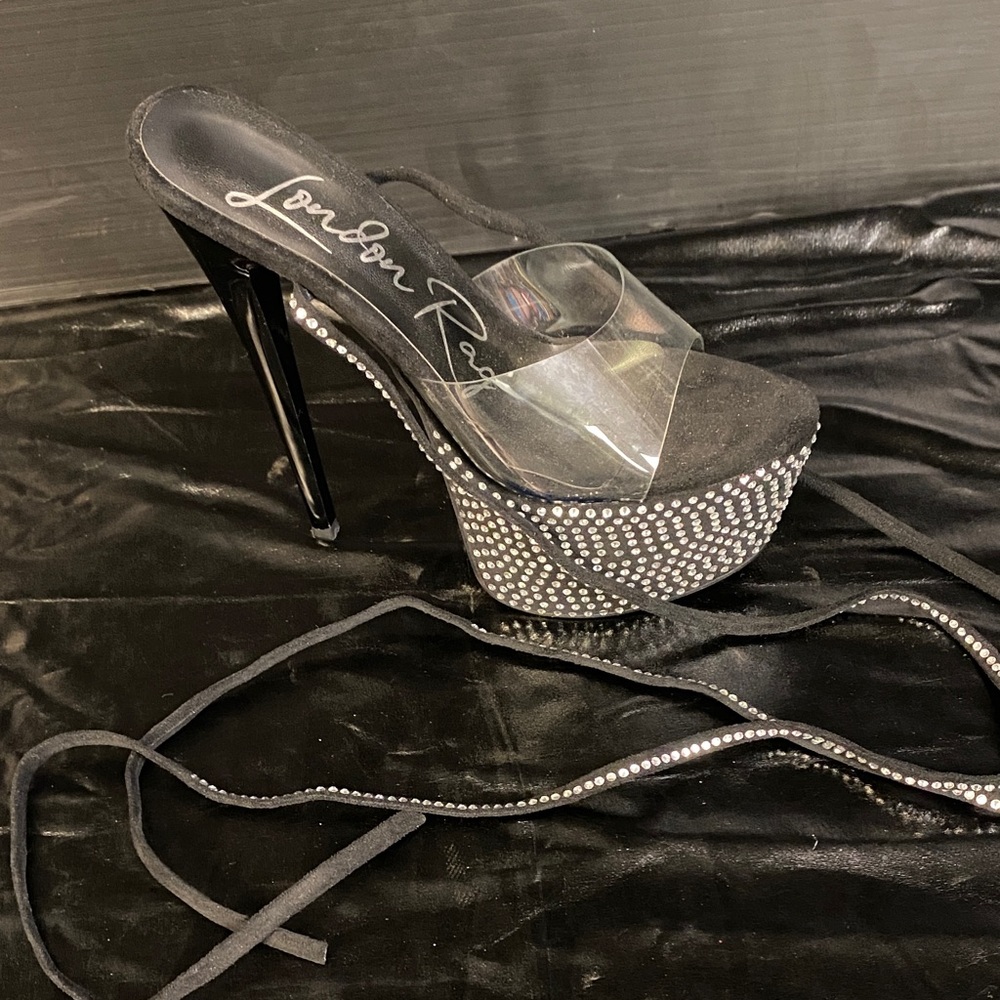 London Rag Black and Silver Platform Heels